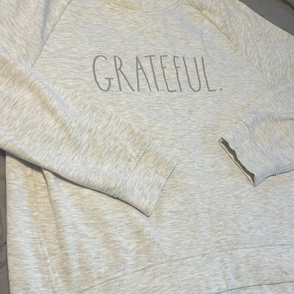 Rae Dunn Gray Pullover Crewneck Graphic “Grateful” Sweatshirt - Picture 4 of 10